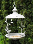 Hanging Bird Feeder - Antique Grey Metal